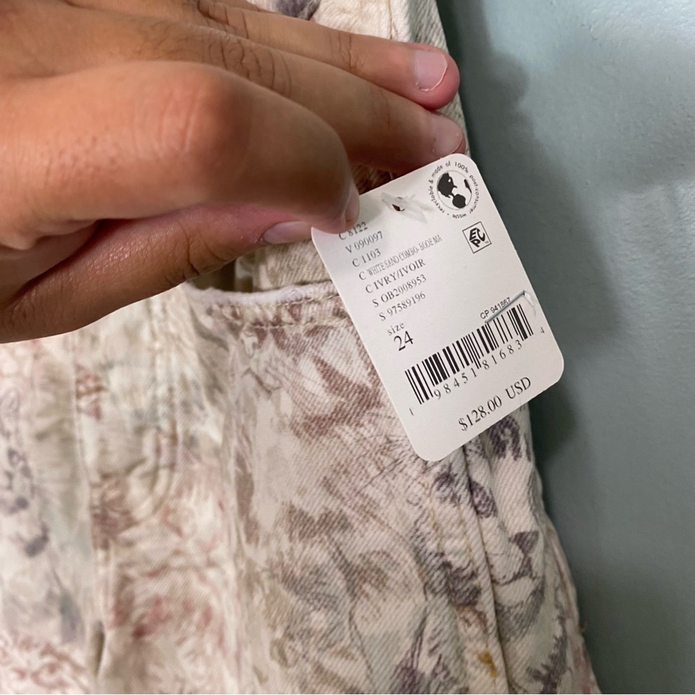 Free People Good Luck Barrel Jeans Bow Leg Baggy Cat Kitten AOP All Over Print - Picture 4 of 10